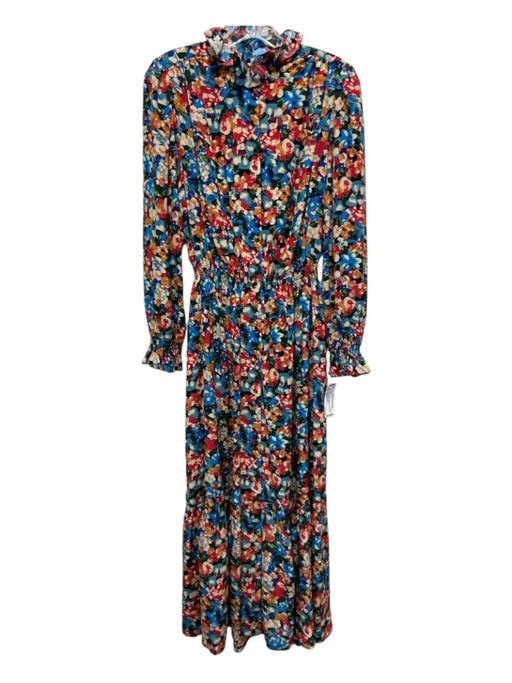 Hunter Bell Size XS Multicolor Silk Button Front Floral Print Ruffle Maxi Dress Multicolor / XS