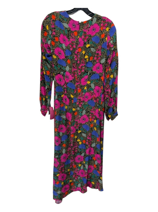 Hunter Bell Size 2 Multicolor Silk Botanical Print Back Zip Long Sleeve Dress Multicolor / 2