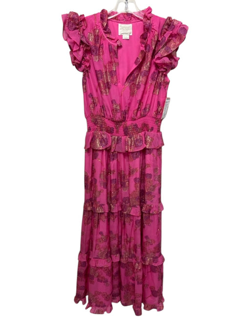 Shoshanna Midnight Size 4 Pink, Purple, Gold Viscose & Metallic Maxi Dress Pink, Purple, Gold / 4