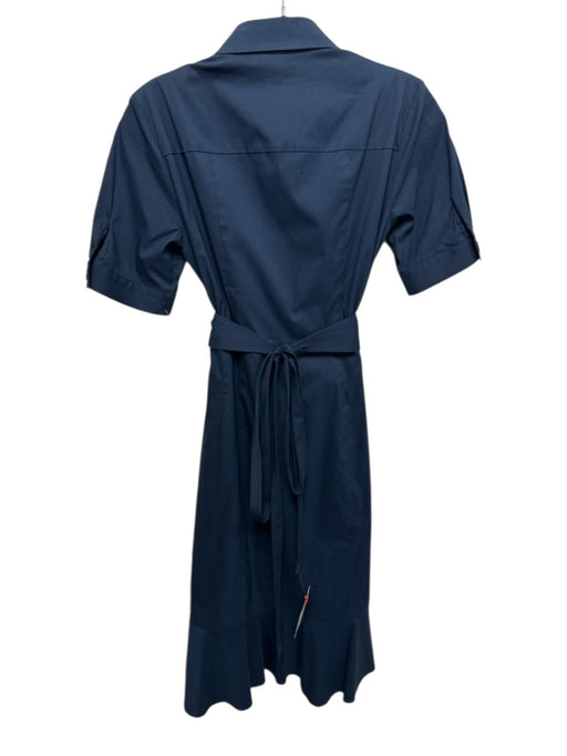Nanette Lepore Size 2 Navy Cotton Blend Short Sleeve 3/4 Button Collar Dress Navy / 2