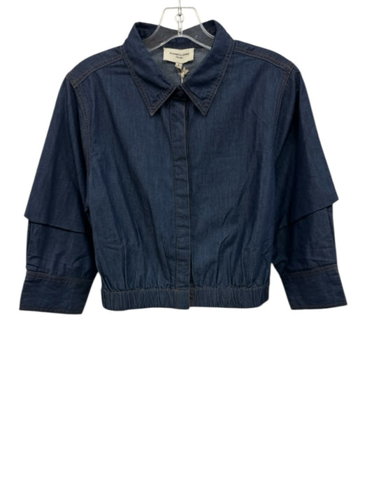 Elizabeth James the Label Size S Dark Wash Cotton Chambray Collar Button up Top Dark Wash / S