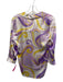 L'agence Size XS Purple, Yellow, White Silk Long Sleeve Filigree Collar Top Purple, Yellow, White / XS