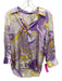 L'agence Size XS Purple, Yellow, White Silk Long Sleeve Filigree Collar Top Purple, Yellow, White / XS