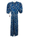 Shoshanna Size S Blue & White Cotton Blend Short Balloon Sleeve Floral Dress Blue & White / S