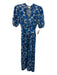 Shoshanna Size S Blue & White Cotton Blend Short Balloon Sleeve Floral Dress Blue & White / S