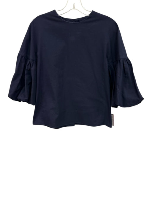 Tibi Size XS Navy Blue Cotton 3/4 Bell Sleeve Button Up Back Top Navy Blue / XS