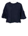Tibi Size XS Navy Blue Cotton 3/4 Bell Sleeve Button Up Back Top Navy Blue / XS