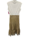 Veronica Beard Jeans Size XS White & Beige Cuffed Cap Sleeve Eyelet Detail Dress White & Beige / XS