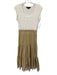 Veronica Beard Jeans Size XS White & Beige Cuffed Cap Sleeve Eyelet Detail Dress White & Beige / XS