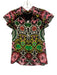 Alice + Olivia Size XS Black, White, Multi Silk Flutter Cap sleeve Collar Top Black, White, Multi / XS