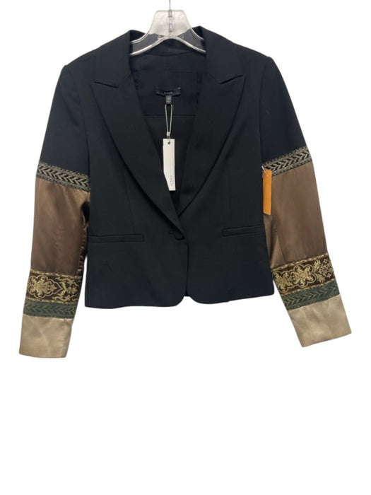 Drew Size XS Black Polyester Blend Sleeve Detail Single Button Cropped Jacket Black / XS