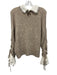 Cinq a Sept Size XS Beige & Cream White Wool & Silk Blend Knit Lace Trim Sweater Beige & Cream White / XS