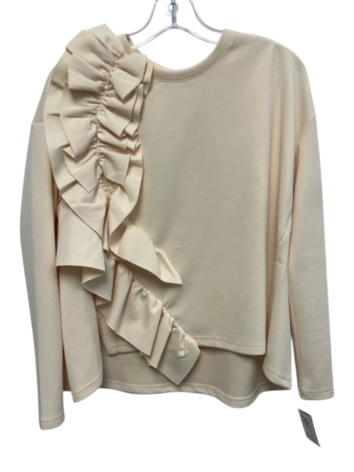 Psophia Vazquez de Castro Size XS Cream Beige Cotton Blend Ruffle Detail Top Cream Beige / XS