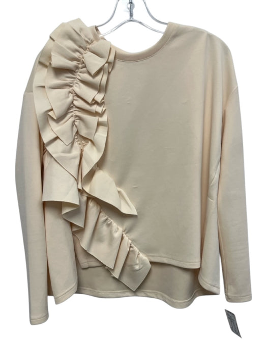 Psophia Vazquez de Castro Size XS Cream Beige Cotton Blend Ruffle Detail Top Cream Beige / XS