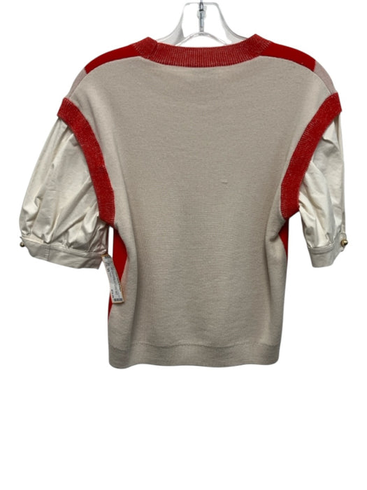 Tanya Taylor Size XS Red, Pink & White wool & cotton blend Knit Sweater Top Red, Pink & White / XS