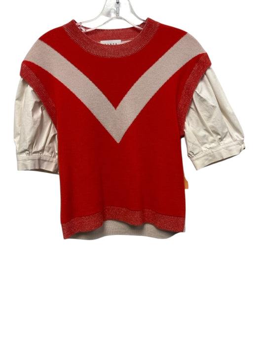 Tanya Taylor Size XS Red, Pink & White wool & cotton blend Knit Sweater Top Red, Pink & White / XS