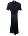 Shoshanna Size XS Black Rayon Blend Ribbed Knit High Neck Faux Leather Dress Black / XS