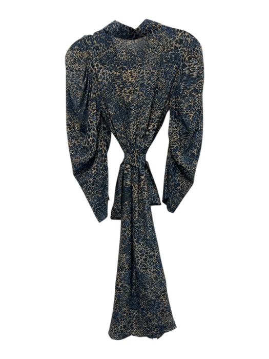 Kobi Halperin Size XS Blue, Beige & Black Silk Abstract Animal Print Dress Blue, Beige & Black / XS