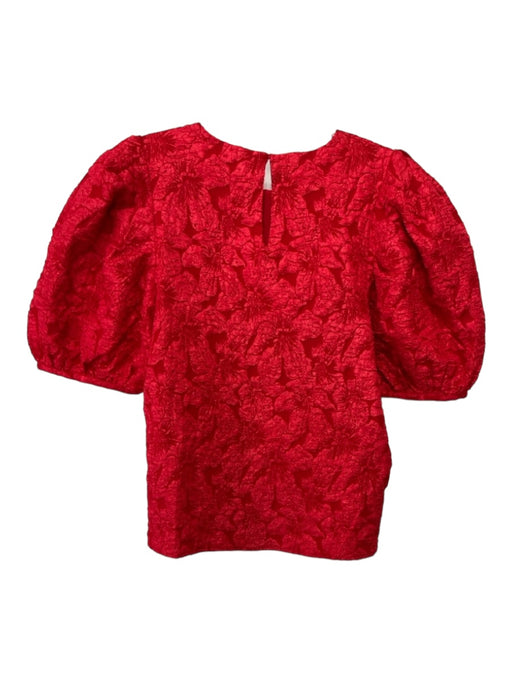 Hyacinth House Size M Red Polyester Textured Round Neck 3/4 Balloon Sleeve Top Red / M