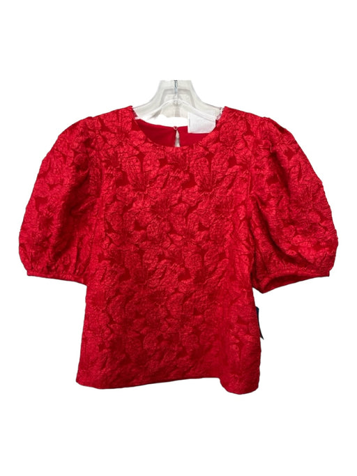 Hyacinth House Size M Red Polyester Textured Round Neck 3/4 Balloon Sleeve Top Red / M