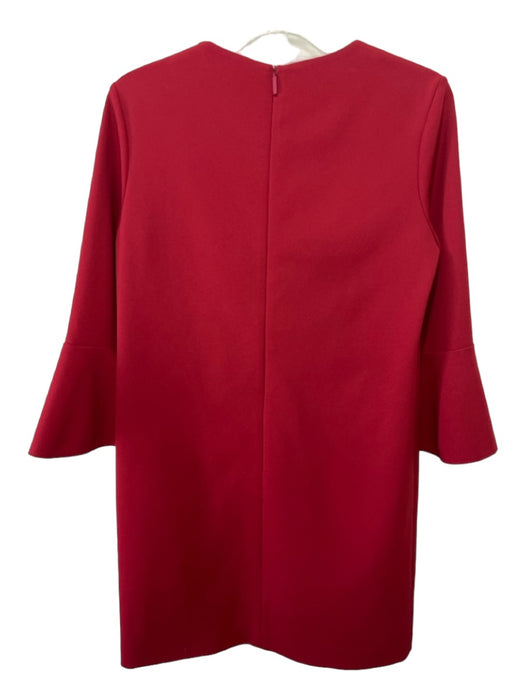 Tibi Size 4 Burnt Red Polyester Round Neck 3/4 Flare Sleeve Shift Dress Burnt Red / 4