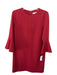 Tibi Size 4 Burnt Red Polyester Round Neck 3/4 Flare Sleeve Shift Dress Burnt Red / 4