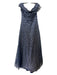 RENE RUIZ Size 10 Navy & Silver Off Shoulder Glitter Scale Pattern Gown Navy & Silver / 10