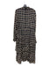 Saloni Size 8 Black & Beige Silk Chain Print Long Sheer Sleeve Ruffle Maxi Dress Black & Beige / 8