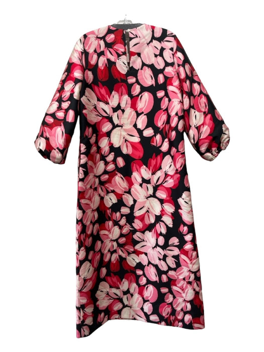 Ann Mashburn Size S Black Pink Red Polyester Floral Round Neck Maxi Dress Black Pink Red / S