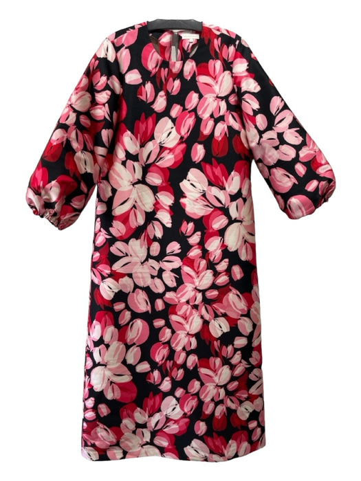 Ann Mashburn Size S Black Pink Red Polyester Floral Round Neck Maxi Dress Black Pink Red / S