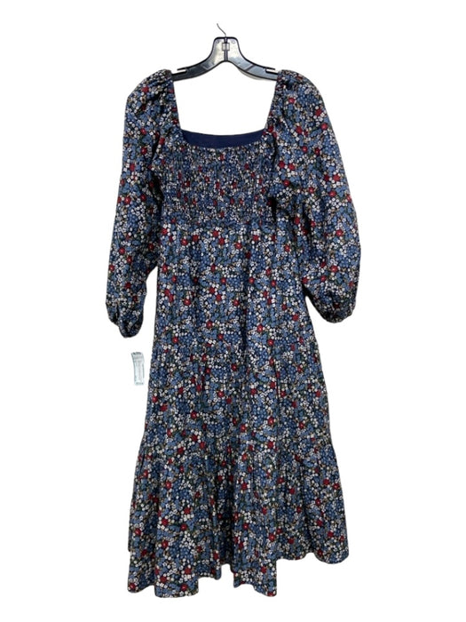 Summersalt Size M Navy White & Red Cotton Floral Long Balloon Sleeve Dress Navy White & Red / M