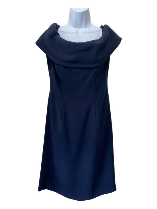 Catherine Regehr Size M Navy Polyester Off Shoulder Pop Over Sheath Dress Navy / M