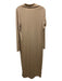 Vince Size L Tan Pima Cotton Ribbed Long Sleeve V Neck Collar Dress Tan / L