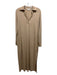 Vince Size L Tan Pima Cotton Ribbed Long Sleeve V Neck Collar Dress Tan / L