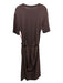 Zara Size L Brown Polyester & Viscose Short Sleeve Ribbed Pockets Maxi Dress Brown / L