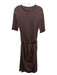 Zara Size L Brown Polyester & Viscose Short Sleeve Ribbed Pockets Maxi Dress Brown / L