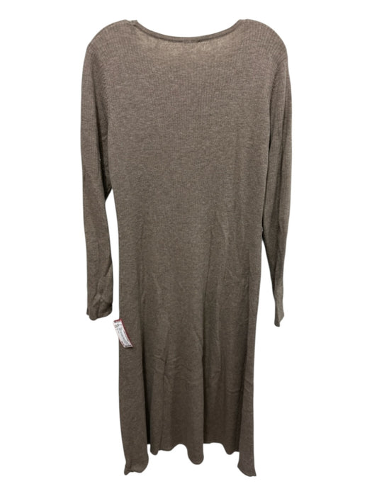 Elie Tahari Size L Taupe Merino Wool Ribbed Knit Long Sleeve Round Neck Dress Taupe / L