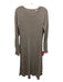 Elie Tahari Size L Taupe Merino Wool Ribbed Knit Long Sleeve Round Neck Dress Taupe / L