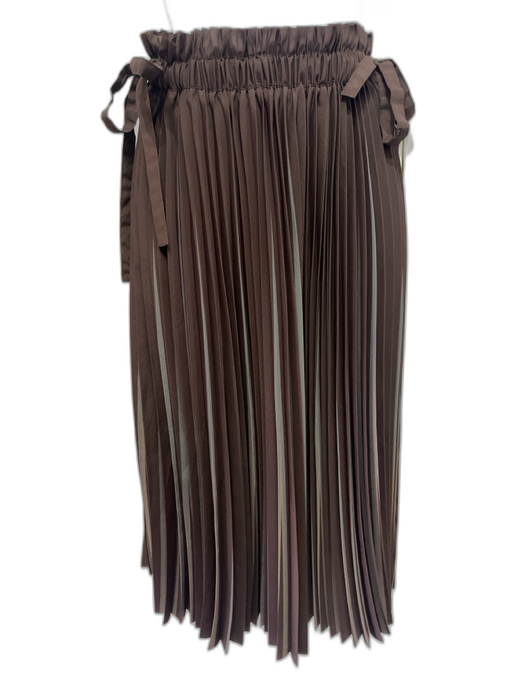 Brunello Cucinelli Size 6 Brown & Blue Polyester Elastic Waist Plated Midi Skirt Brown & Blue / 6