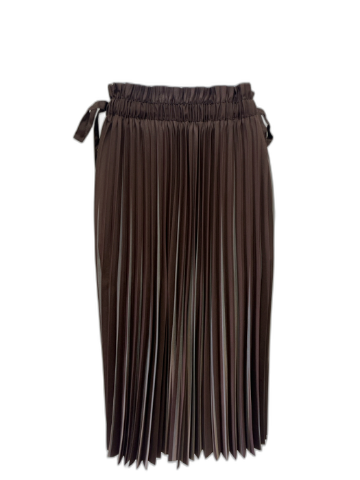 Brunello Cucinelli Size 6 Brown & Blue Polyester Elastic Waist Plated Midi Skirt Brown & Blue / 6