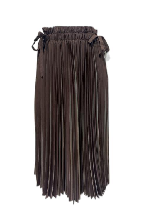 Brunello Cucinelli Size 6 Brown & Blue Polyester Elastic Waist Plated Midi Skirt Brown & Blue / 6