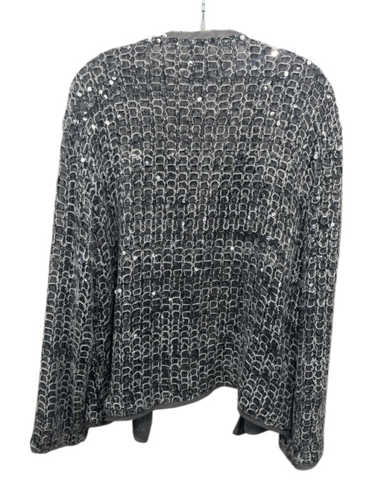 Zara Size Medium Gray, Black, White Polyester Long Sleeve Sequins Cardigan Gray, Black, White / Medium