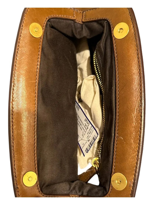 Miu Miu Brown Leather Gold hardware Gathered Magnetic Close Clutch Bag Brown / Small