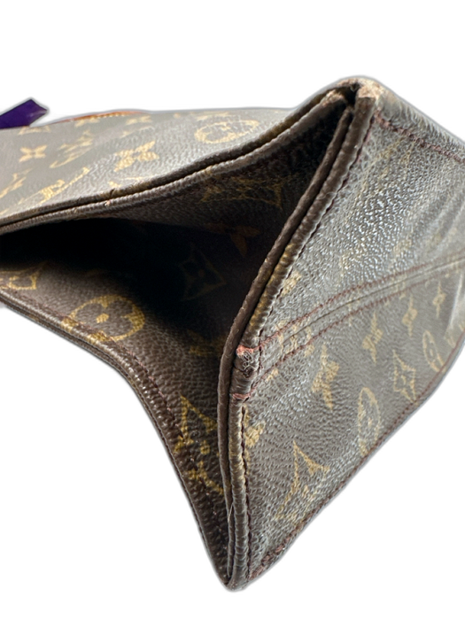 Louis Vuitton Brown & Tan Coated Canvas Top Handle Monogram Leather Handle Bag Brown & Tan / Medium