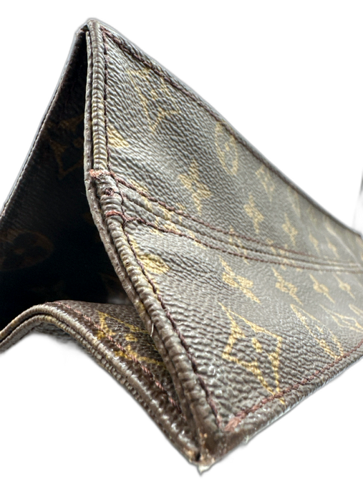 Louis Vuitton Brown & Tan Coated Canvas Top Handle Monogram Leather Handle Bag Brown & Tan / Medium