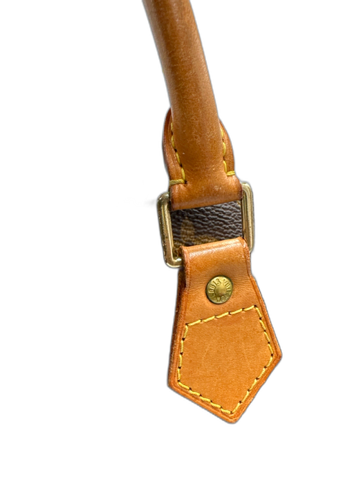 Louis Vuitton Brown & Tan Coated Canvas Top Handle Monogram Leather Handle Bag Brown & Tan / Medium