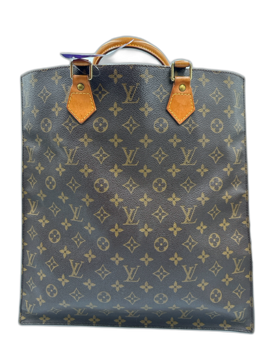 Louis Vuitton Brown & Tan Coated Canvas Top Handle Monogram Leather Handle Bag Brown & Tan / Medium