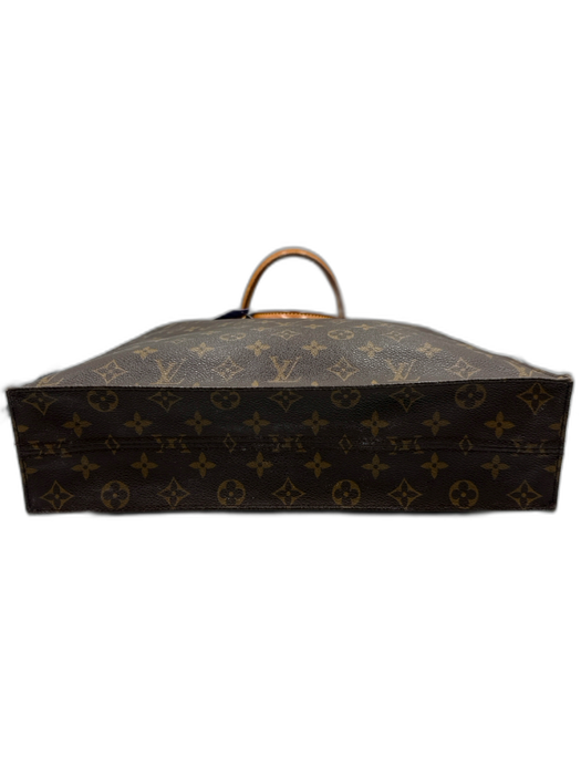 Louis Vuitton Brown & Tan Coated Canvas Top Handle Monogram Leather Handle Bag Brown & Tan / Medium