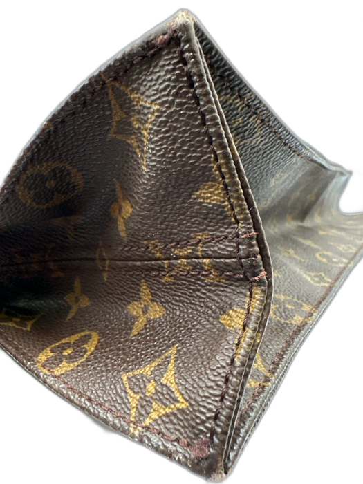 Louis Vuitton Brown & Tan Coated Canvas Top Handle Monogram Leather Handle Bag Brown & Tan / Medium