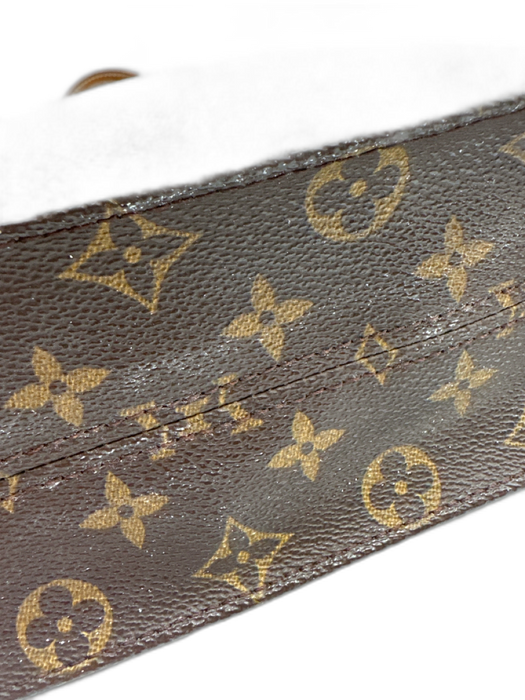 Louis Vuitton Brown & Tan Coated Canvas Top Handle Monogram Leather Handle Bag Brown & Tan / Medium